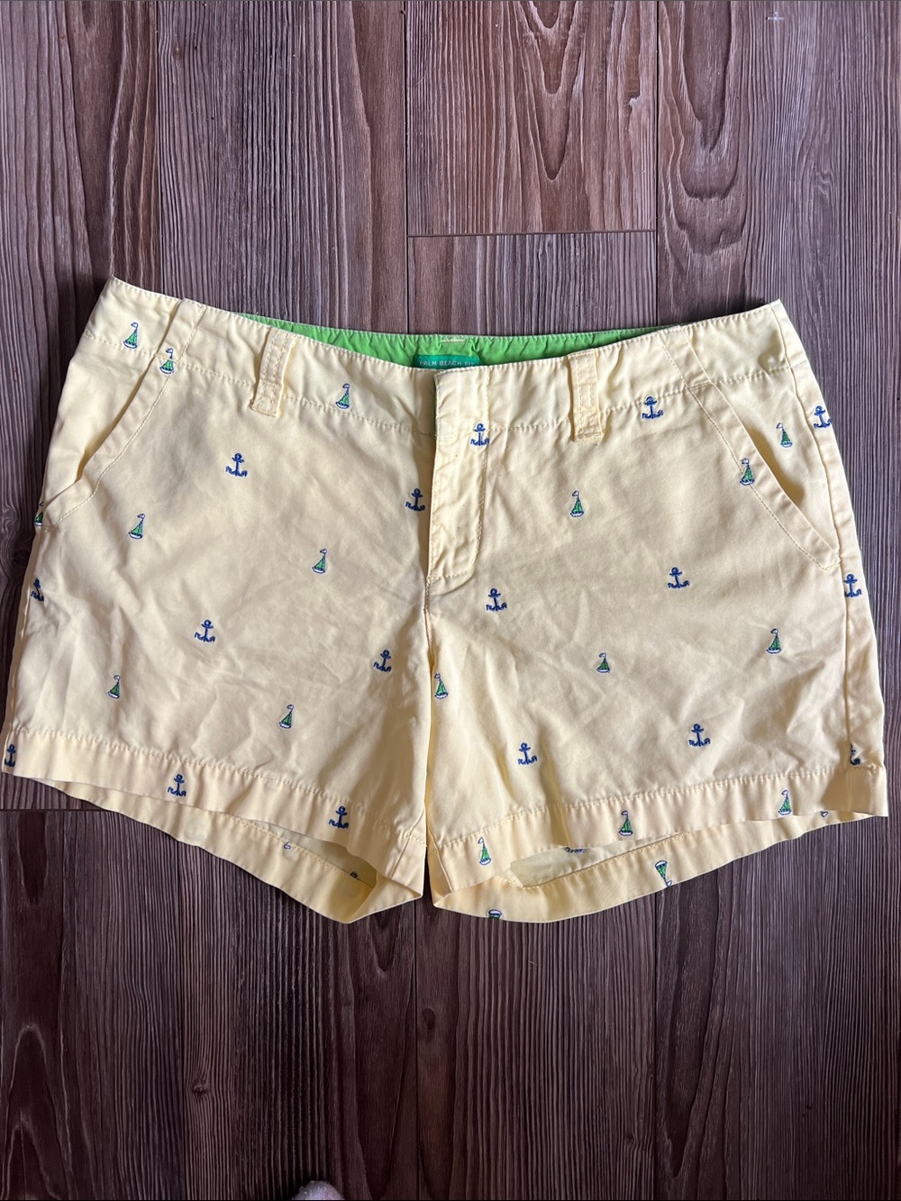 Yellow Embroidered Anchor & Sailboat Women’s Shorts 100% cotton